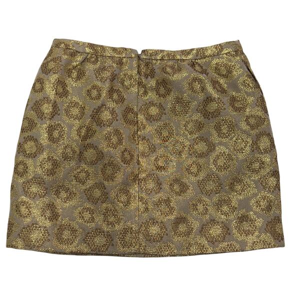 J.Crew Skirt Womens 0 Gold Metallic Jacquard Mini Silk Blend - Picture 5 of 9
